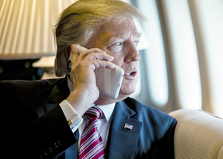 Donald Trump on board Air Force One