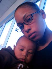 Army Spc. Alexis Hutchinson with her son Kamani