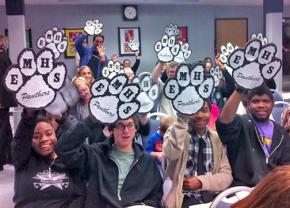 Eastside Memorial High School students at an AISD board meeting