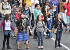 Protesters demand justice for the disappeared students from Ayotzinapa